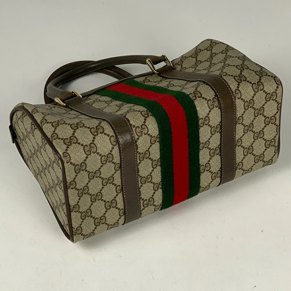Gucci GG Handbag Boston Sherry Canvas Brown Web